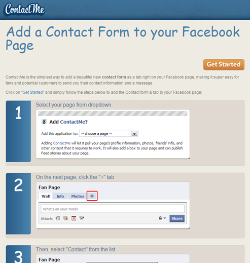 Add a contact form to your Facebook page